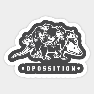 Opossum mom and her cute children. Funny political pun. Sticker